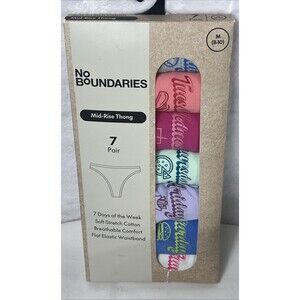 No Boundaries Mid-Rise Thong 7 Pair 7 Days of the Week Cotton Size M 8-10 NEW
